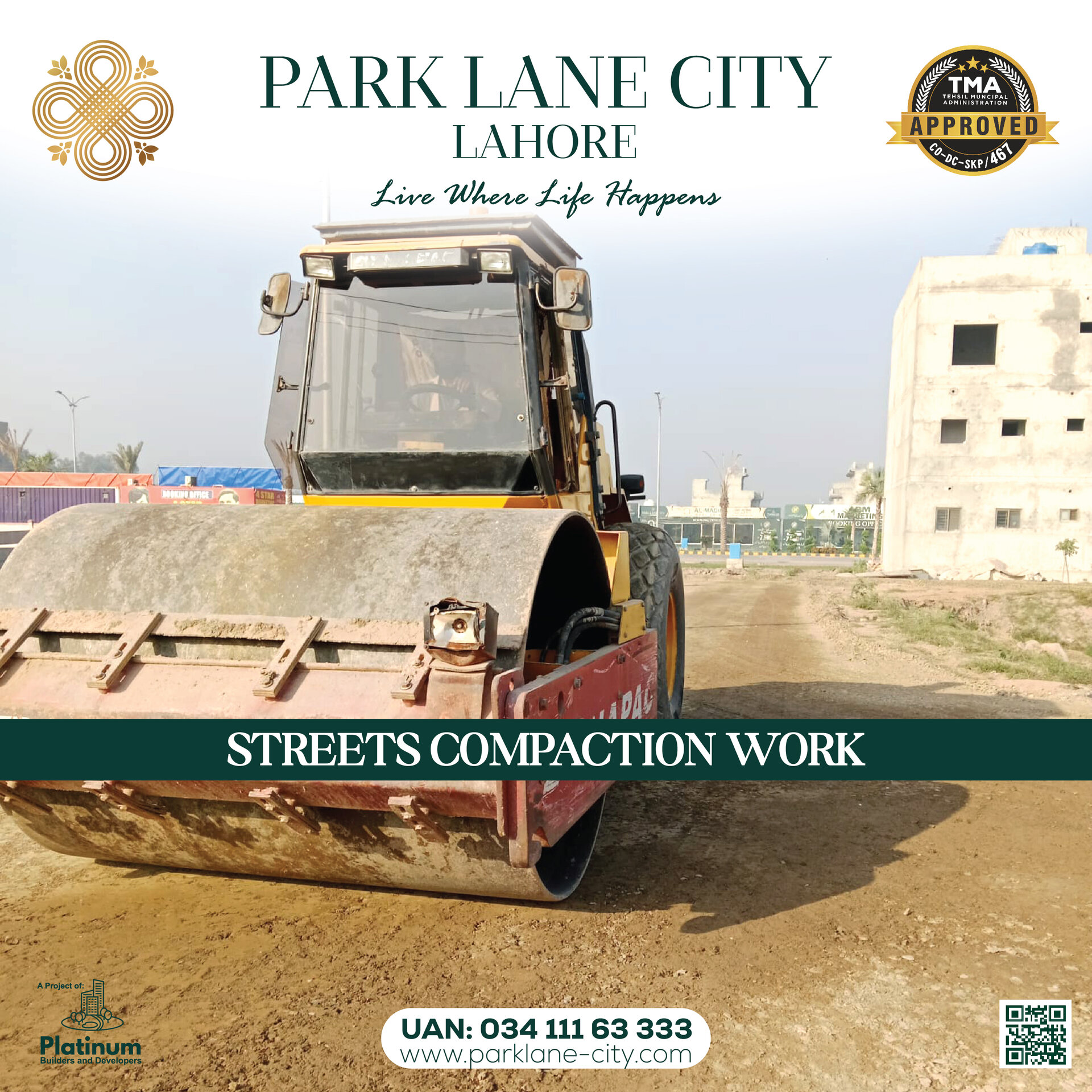 Road compaction roller — Streets Compaction Work